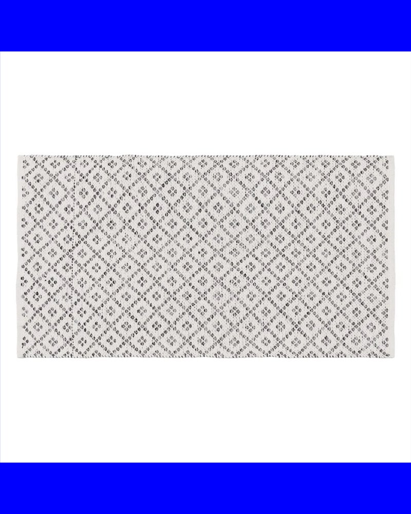ALFOMBRA GRIS-BLANCO POLIESTER-ALGODÓN 80 X 150 CM