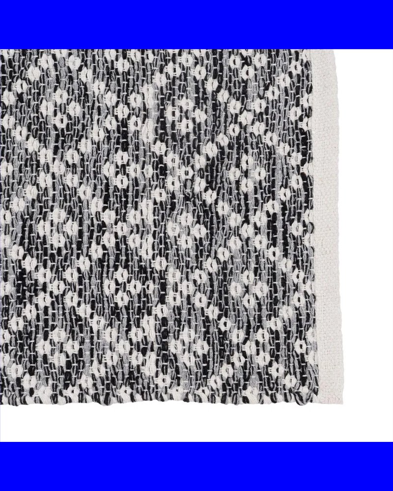ALFOMBRA GRIS-BLANCO POLIESTER-ALGODÓN 80 X 150 CM