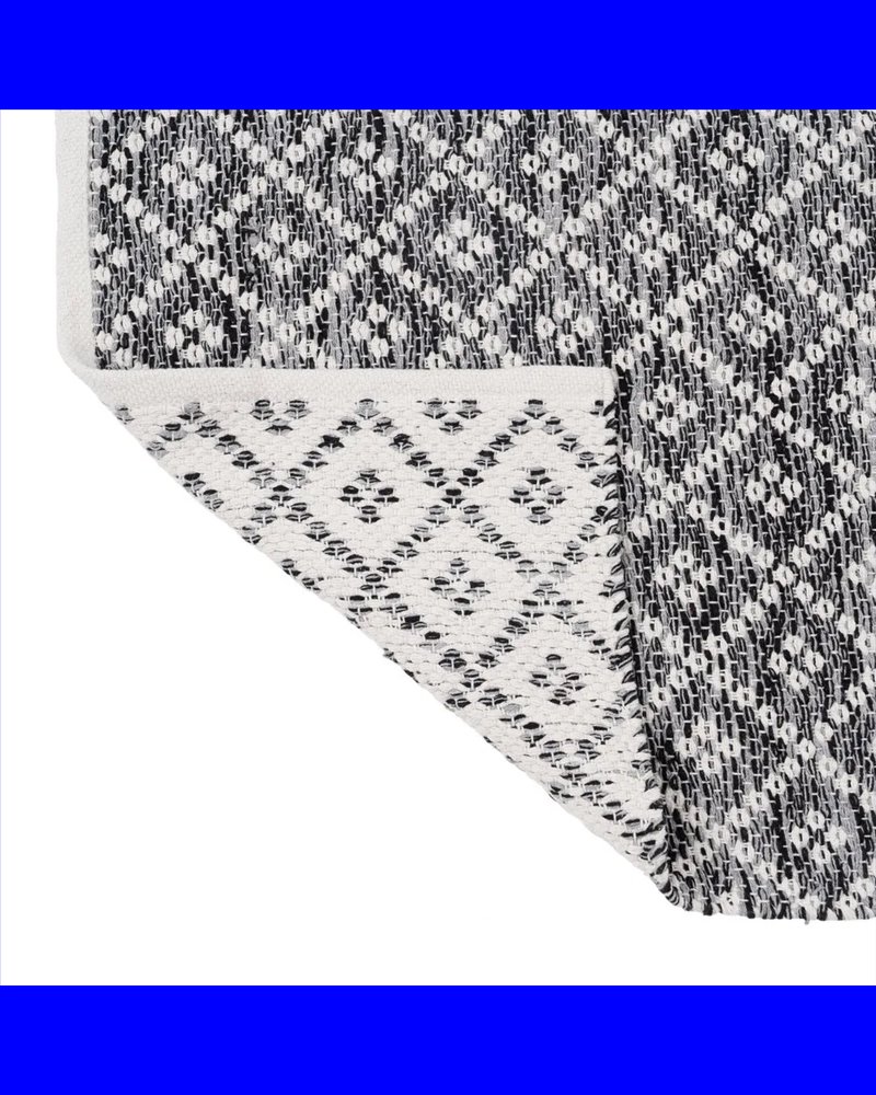 ALFOMBRA GRIS-BLANCO POLIESTER-ALGODÓN 80 X 150 CM