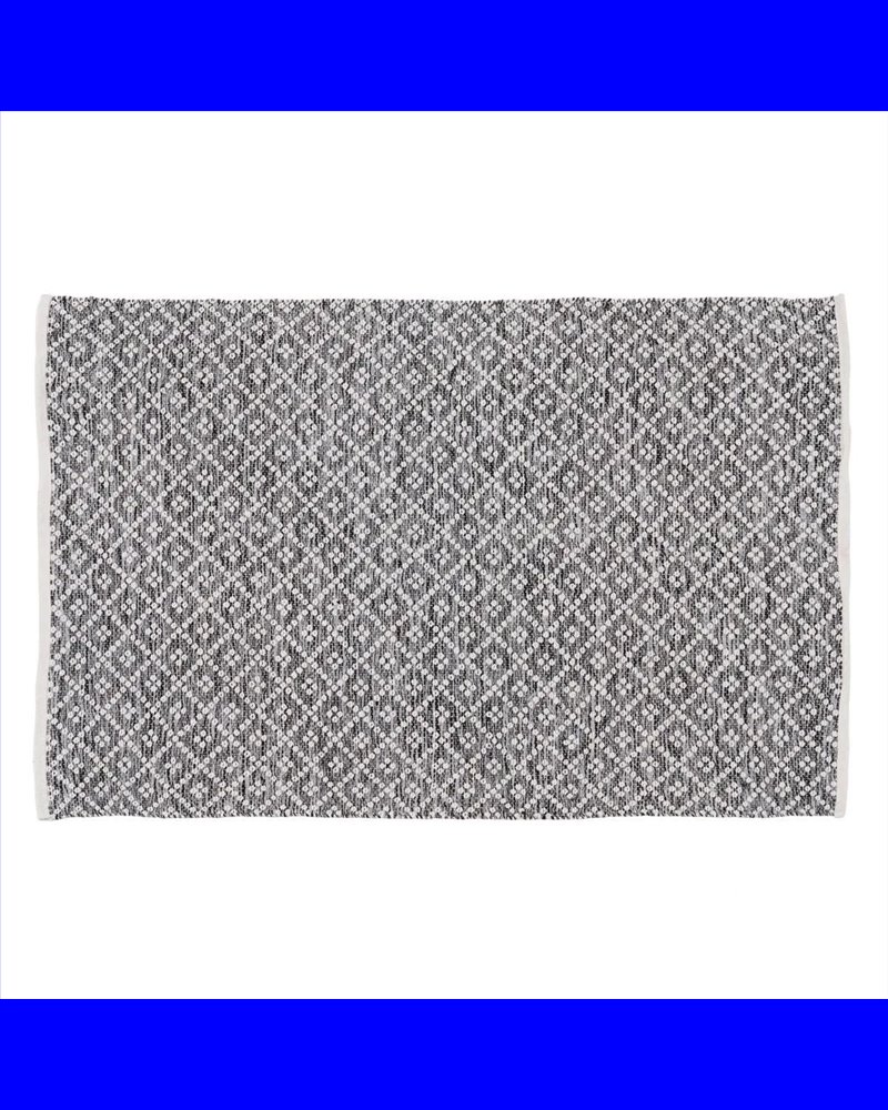 ALFOMBRA GRIS-BLANCO POLIESTER-ALGODÓN 120 X 180 CM