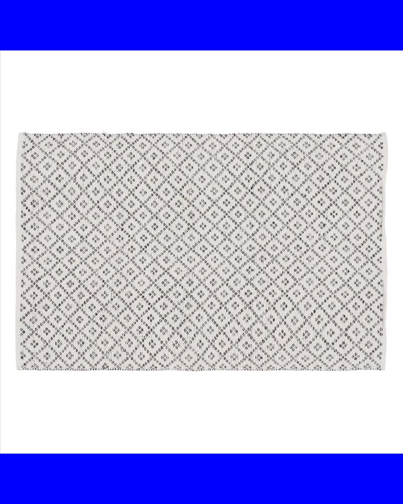 ALFOMBRA GRIS-BLANCO POLIESTER-ALGODÓN 120 X 180 CM