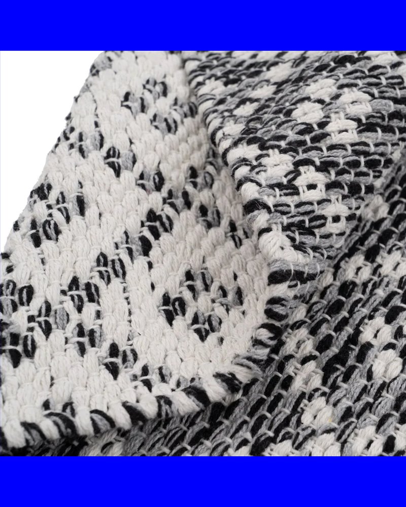 ALFOMBRA GRIS-BLANCO POLIESTER-ALGODÓN 120 X 180 CM