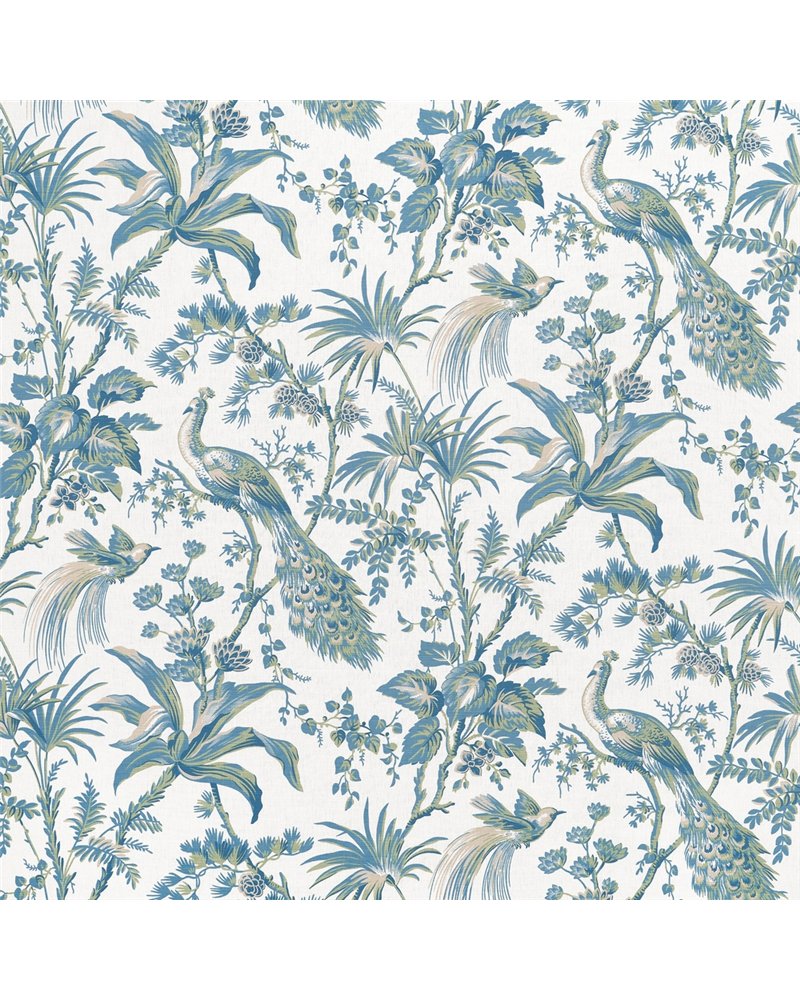 Peacock Toile Blue and Green AF57830 Peacock Toile Blue and Green AF57830