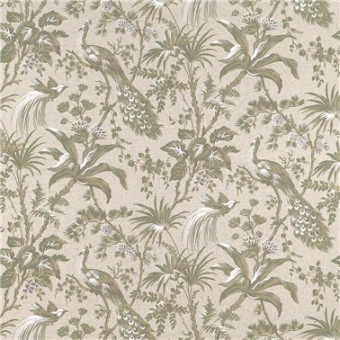 Peacock Toile Green and Natural AF57832