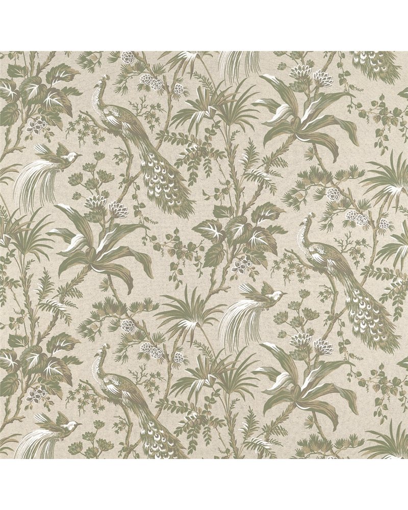 Peacock Toile Green and Natural AF57832