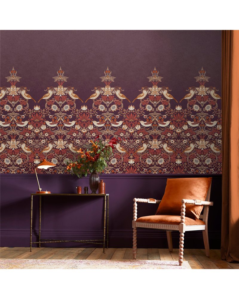 Strawberry Thief Plum Bespoke Mural 125301