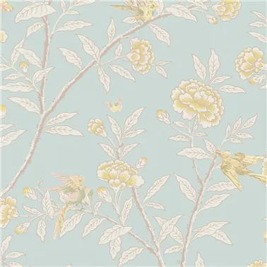 Roseberry With Birds Powder Blue 127-4023