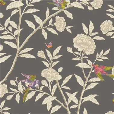 Roseberry With Birds Soft Charcoal 127-4019