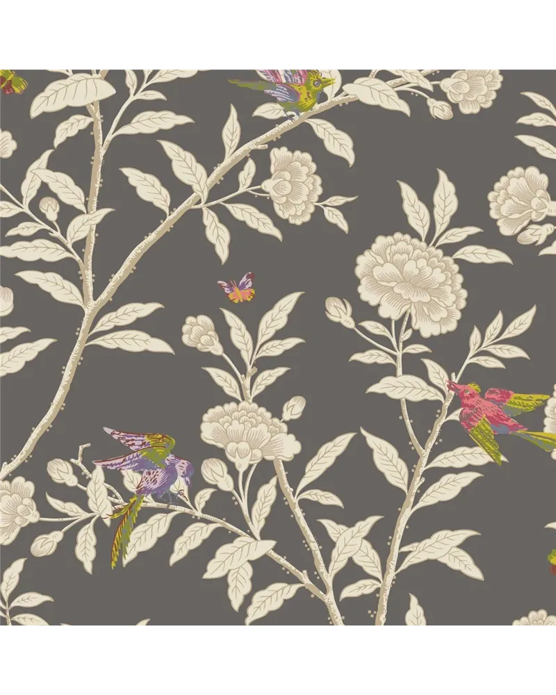 Roseberry With Birds Soft Charcoal 127-4019