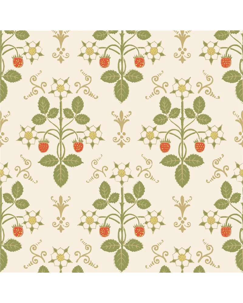 Strawberry Poppy, Spring Green & Metallic Gold On Stone 127-2008