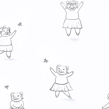 Happy Piggy Black and White 18281